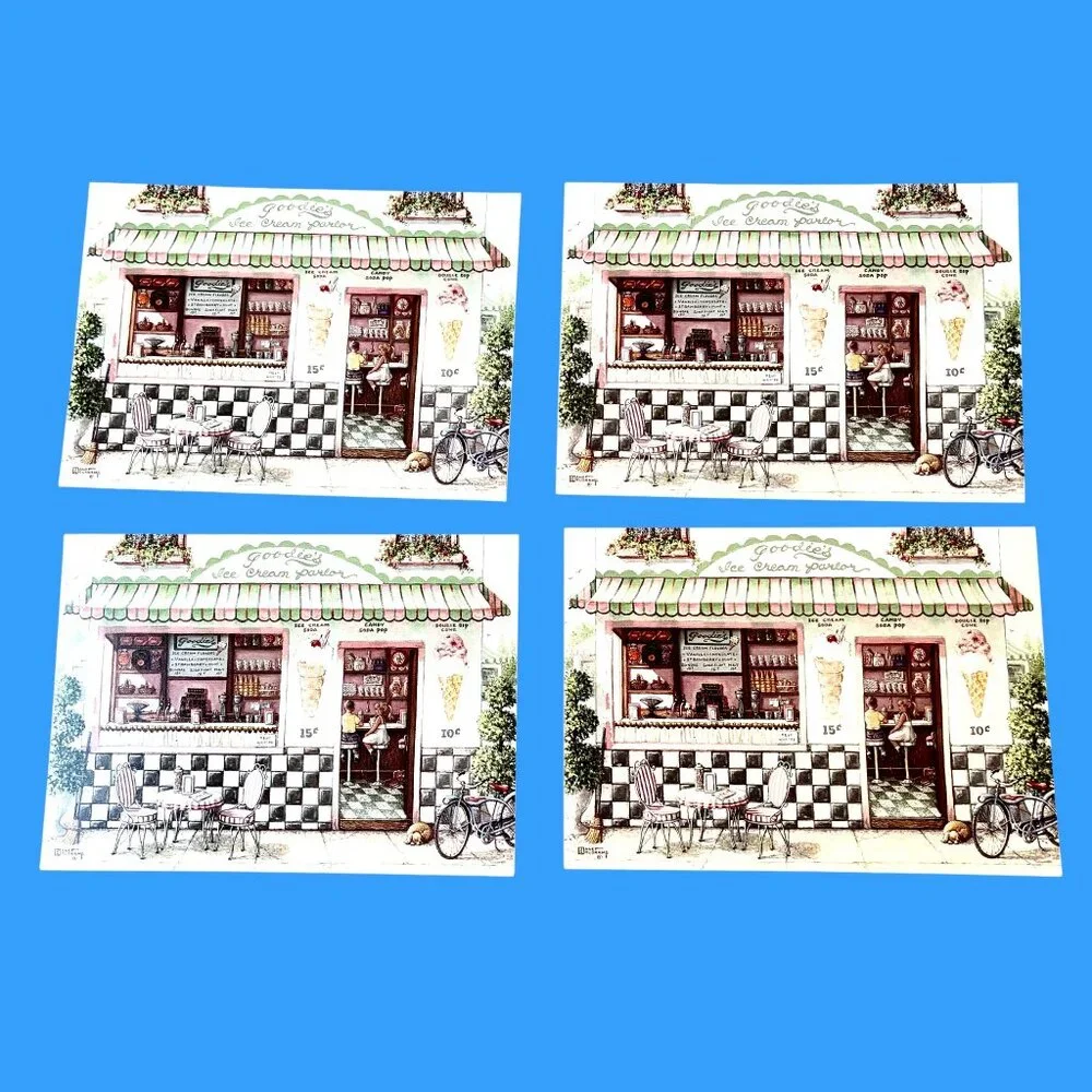 Vintage Greeting Cards Blank Janet Kruskamp Yesterday's Fashion WINDOW SHOPPING